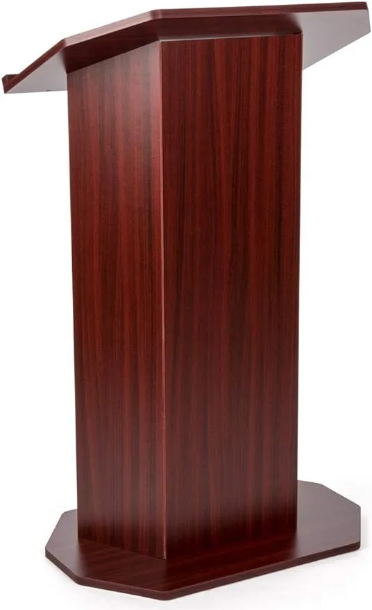 Displays2go Affordable Wooden Podium – Mahogany (OLILCTOPBSM)