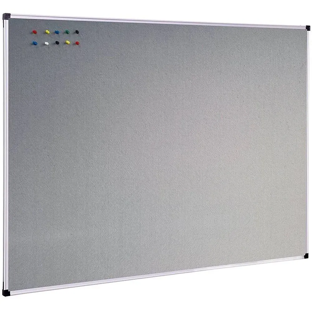 XBoard Large Grey Fabric Bulletin Board, 48 x 36 inch, Wall Mounted Fabric Board