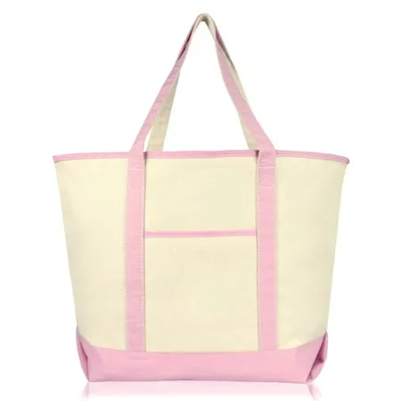 Dalix 22" Extra Large Shopping Tote Grocery Bag with Outer Pocket in Pink