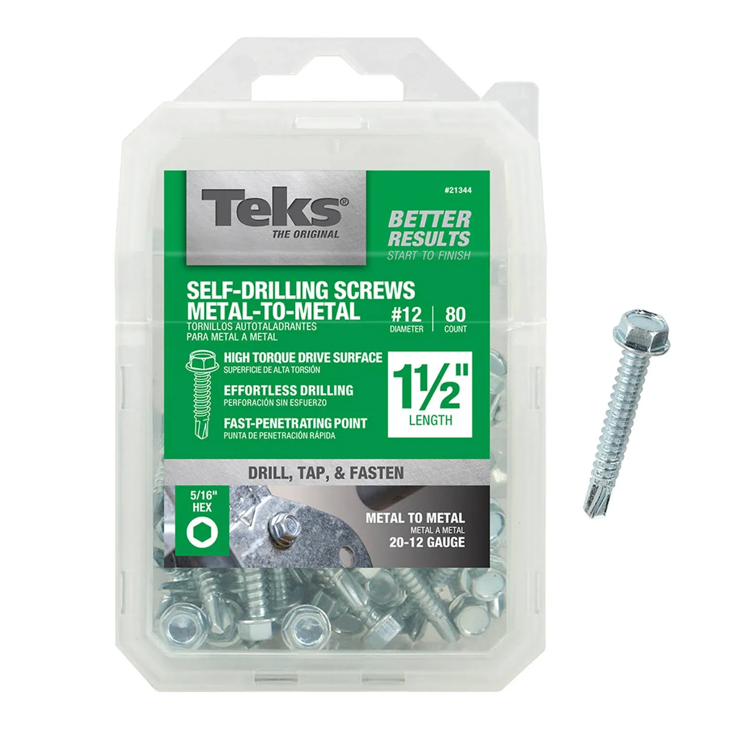 Teks Screws, Self Drilling, 1-1/2 inches Length - 1 package 21344