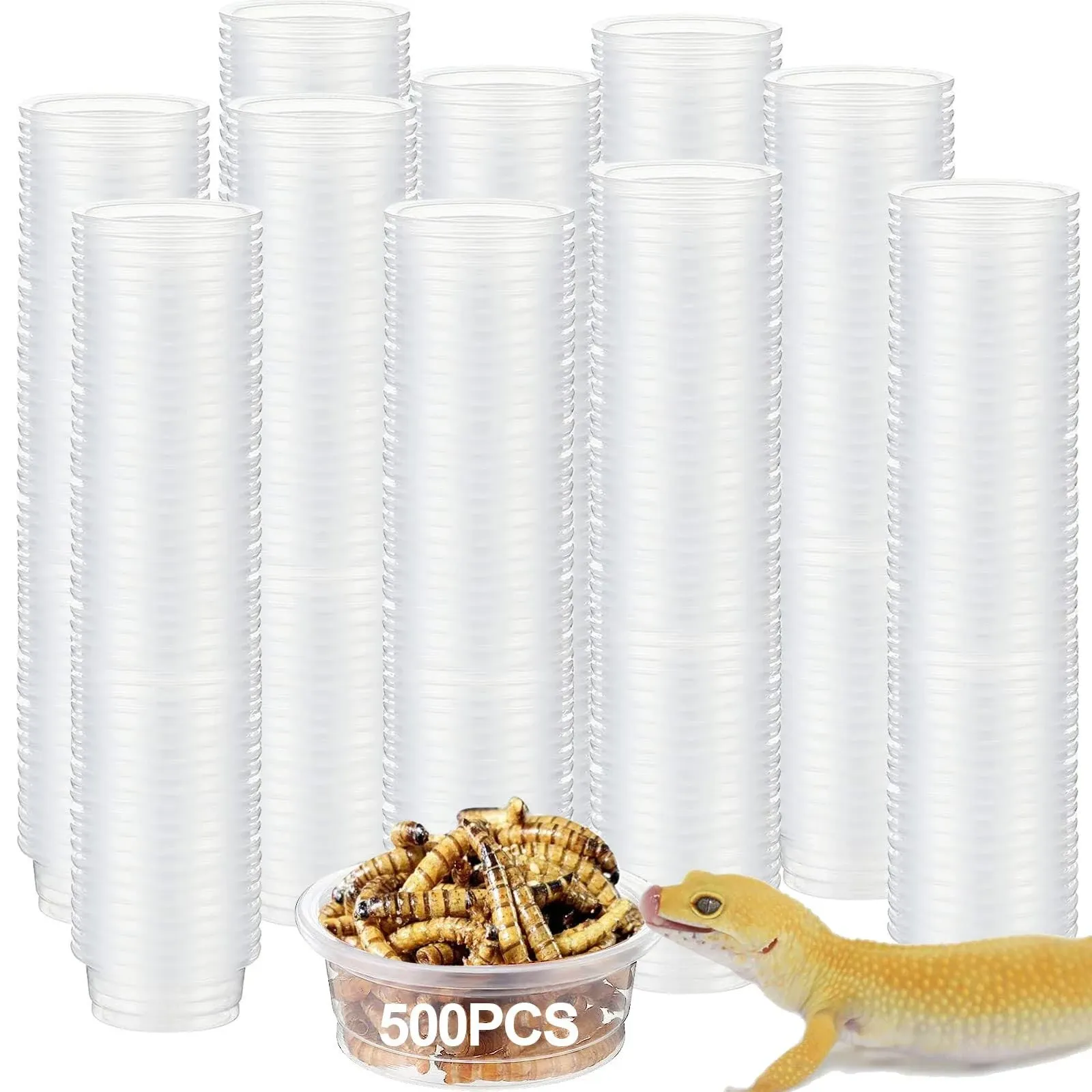 500 Bowls Reptile Feeding Water Dish Food Feeder Gecko Basin Cups for Lizards