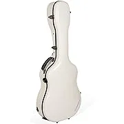 Crossrock Fiberglass Case with TSA Lock for 40"/41" Dreadnought Acoustic Guitar-Milky White(CRF2021DMW)