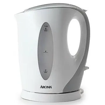 Aroma AWK-105 1.5 Liter Electric Kettle, White/Gray