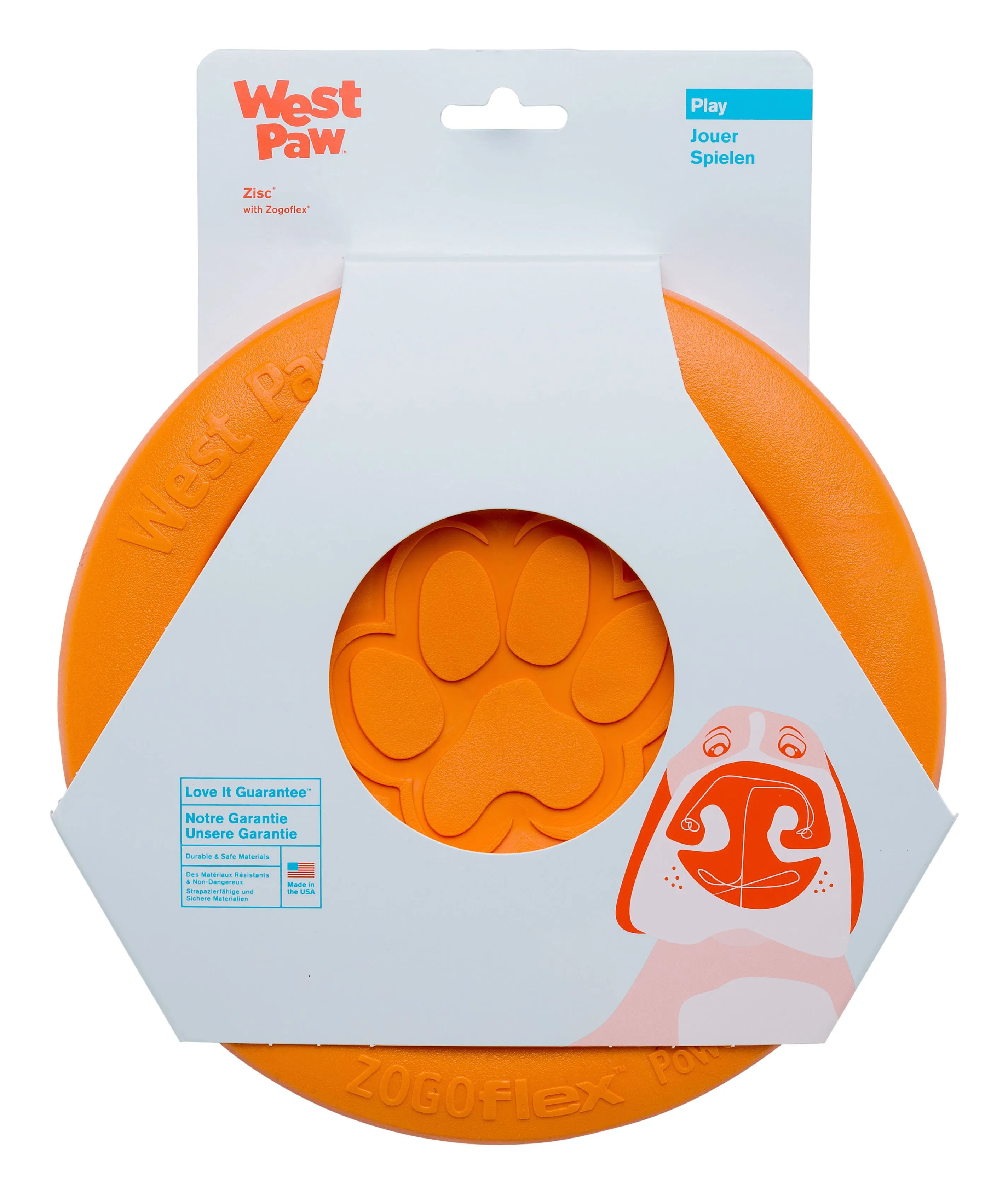 West Paw Zogoflex Zisc Large 8.5" Dog Toy Tangerine