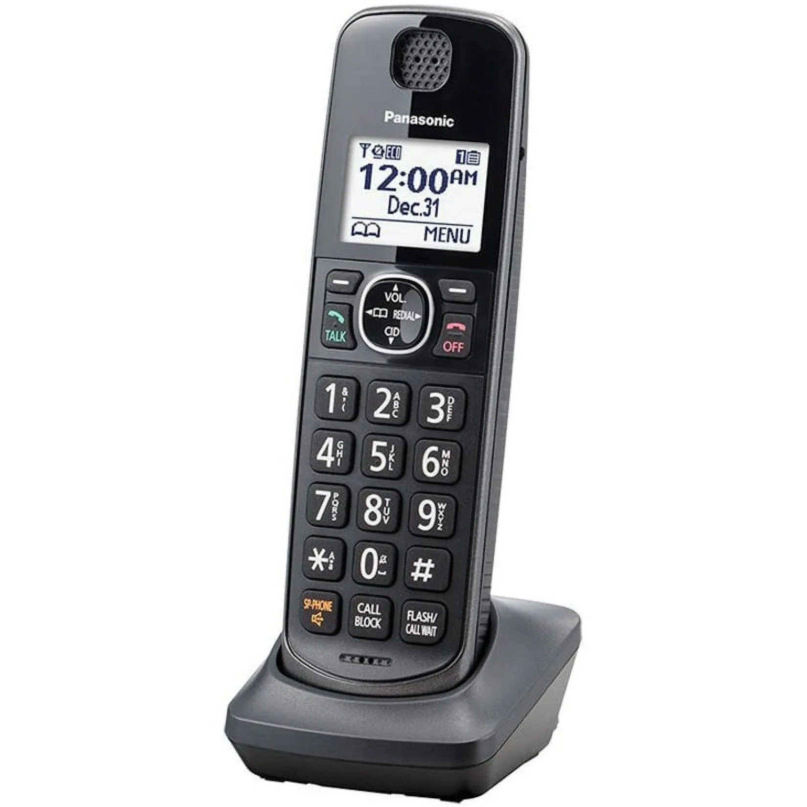 Panasonic Additional Cordless Phone Handset Compatible with KX-TGE633M/TGE645M Cordless Phone Systems - KX-TGEA60M (Metallic Black)