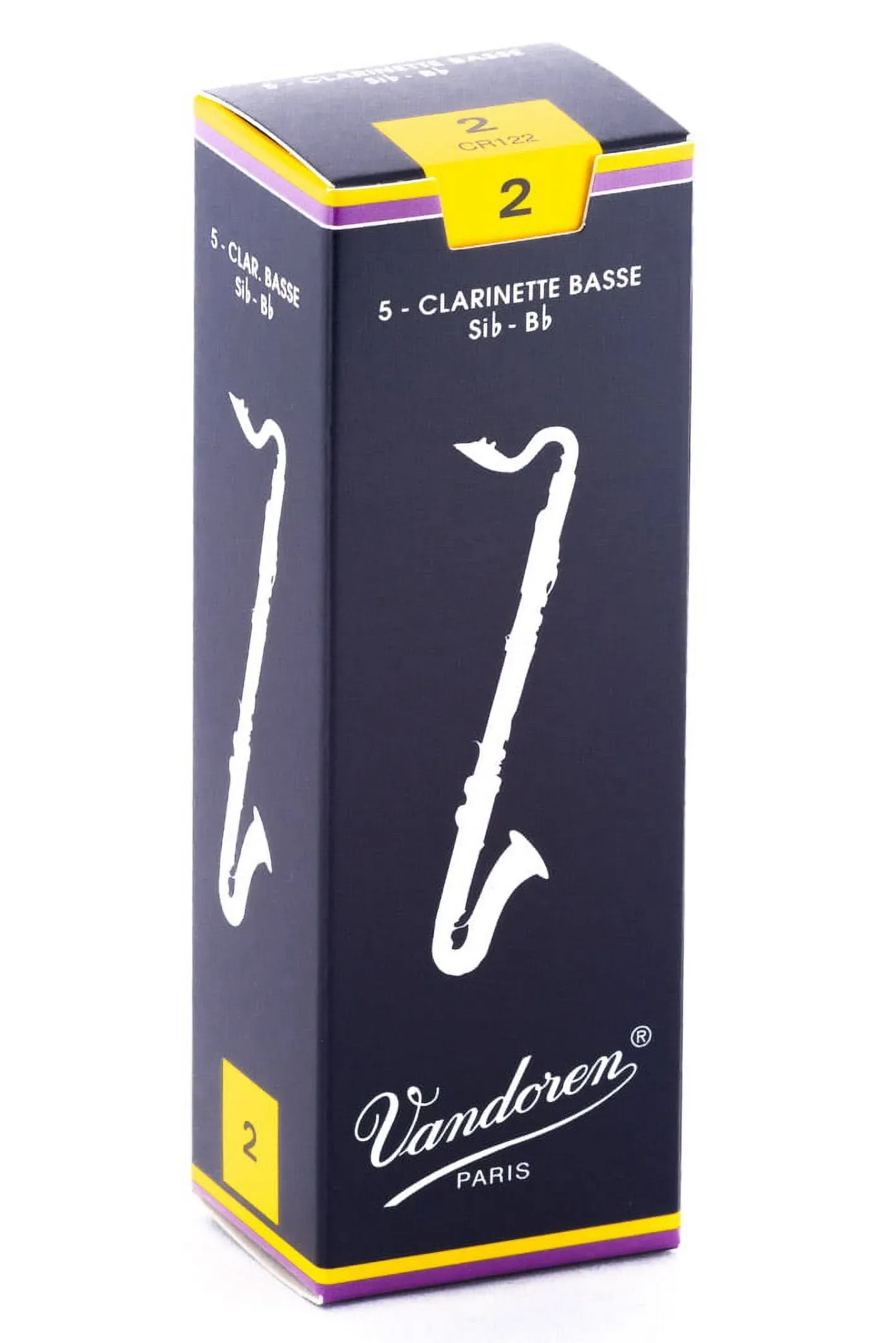 Vandoren CR122 Bass Clarinet Traditional Reeds Strength 2; Box of 5