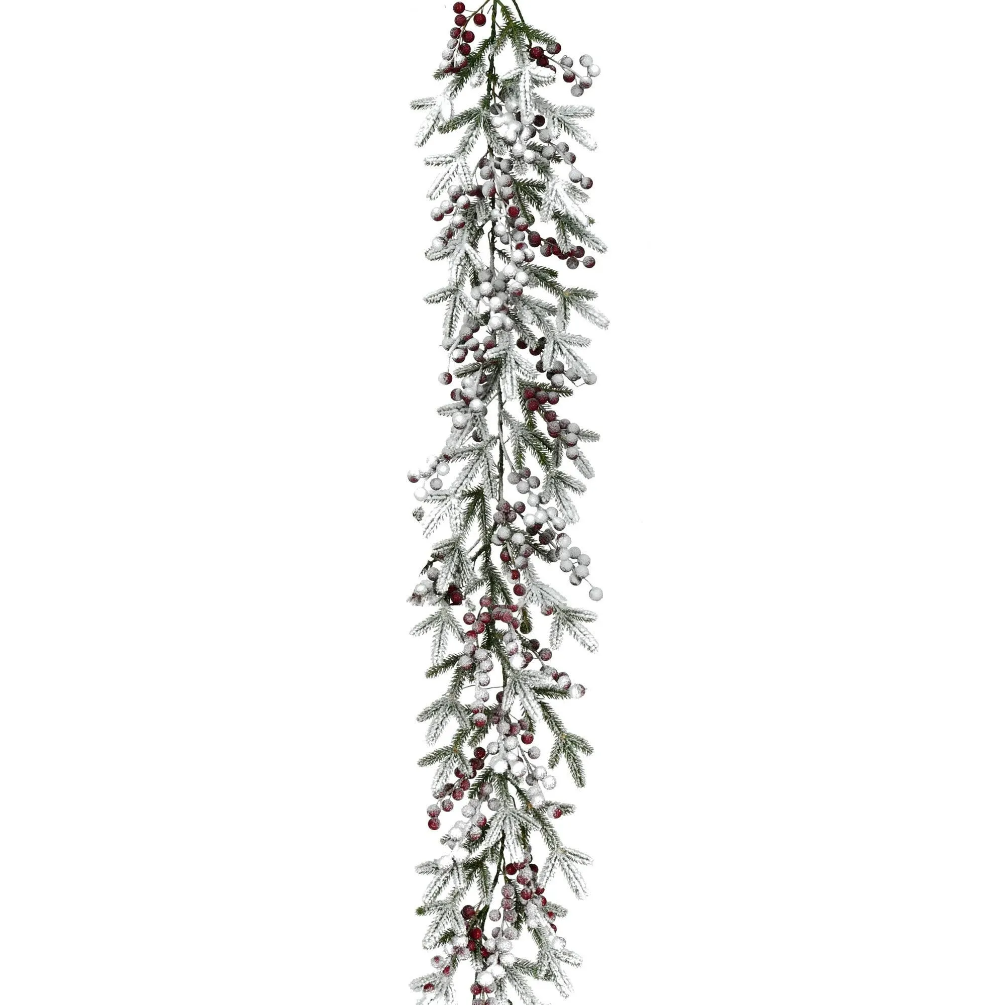 Fraser Hill Farm -  9-Ft. Flocked Decorative Garland with Red Berries