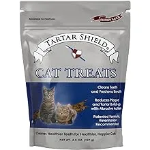 Tartar Shield Cat Treats | Daily Dental Treats | Cleans Teeth & Gums Fresh Breath Natural Oral Health Support | Wholesome & All-Natural Bites | USA Made | Tasty Chicken Flavor