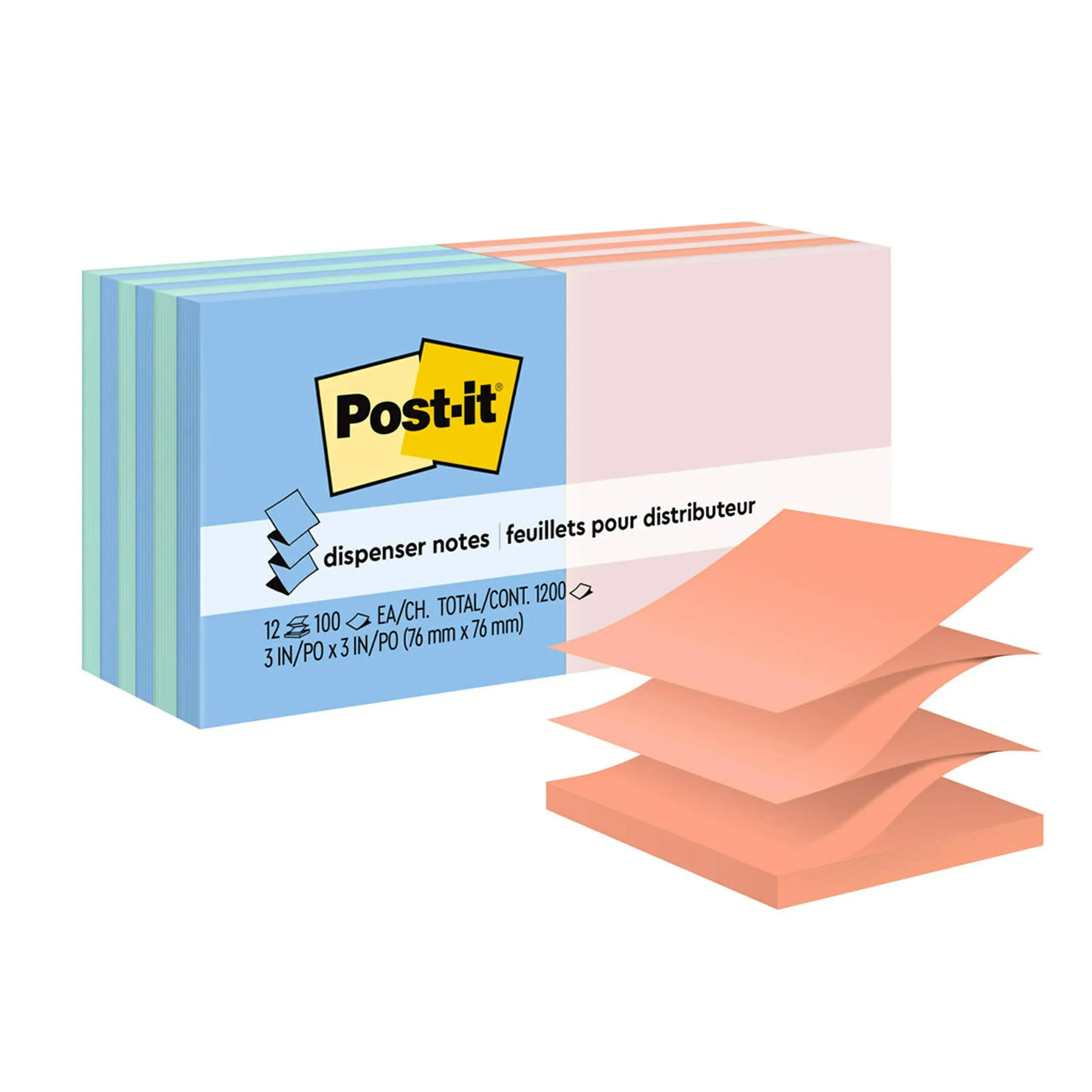 Post-it Pop-Up Notes Original Pop-Up Refill, Alternating Marseille Colors, 3 x 3 ...