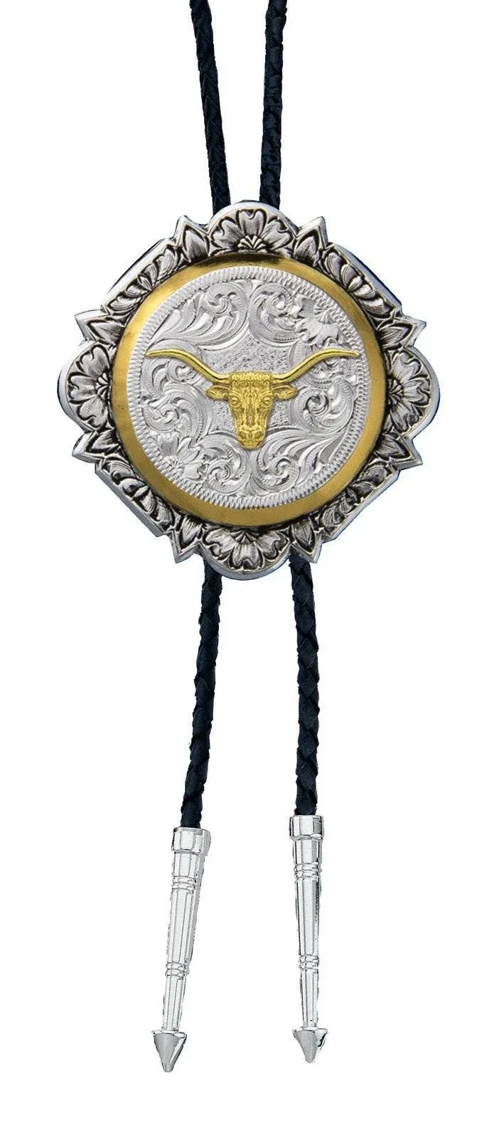 Montana Silversmiths Longhorn Western-Bolo-Krawatte mit heller Schnittgravur, Gold