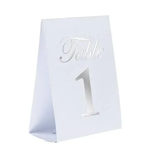 Silver & White Table Number Cards