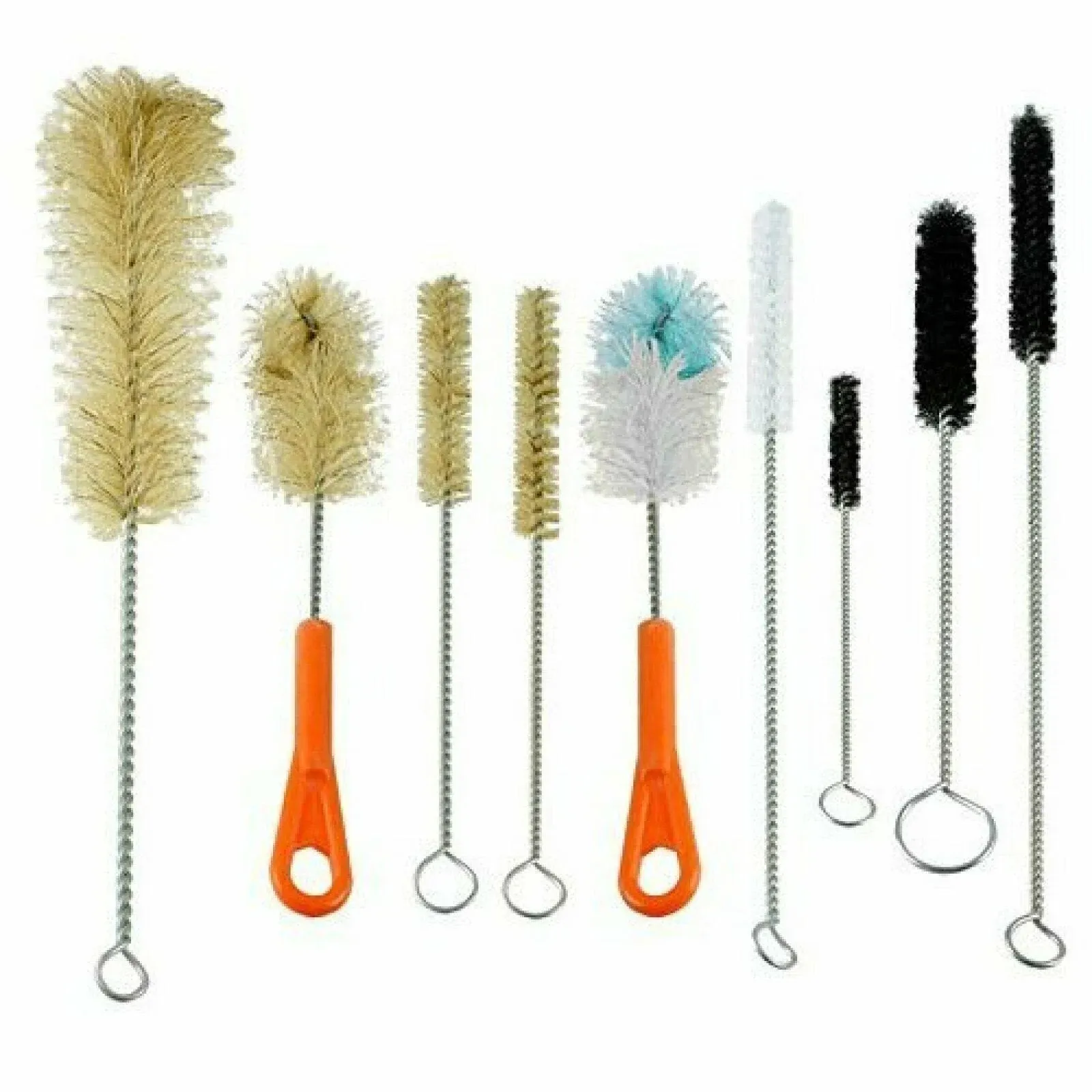 Ultimate Bottle &amp; Tube Brush Cleaning Set 9 Sizes &amp; Shapes - Natural Brushes 