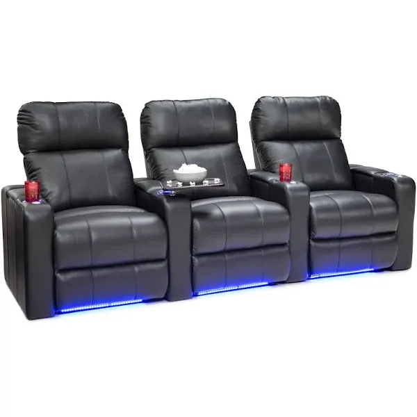 Seatcraft Monterey Home Theater Seating Row of 3 Black Leather