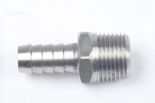 LTWFITTING Bar Production Stainless Steel 316 Barb Fitting Coupler/Connector 5/8 Inch Hose ID x 3/8 Inch Male NPT Air Fuel Water (Pack of 5)