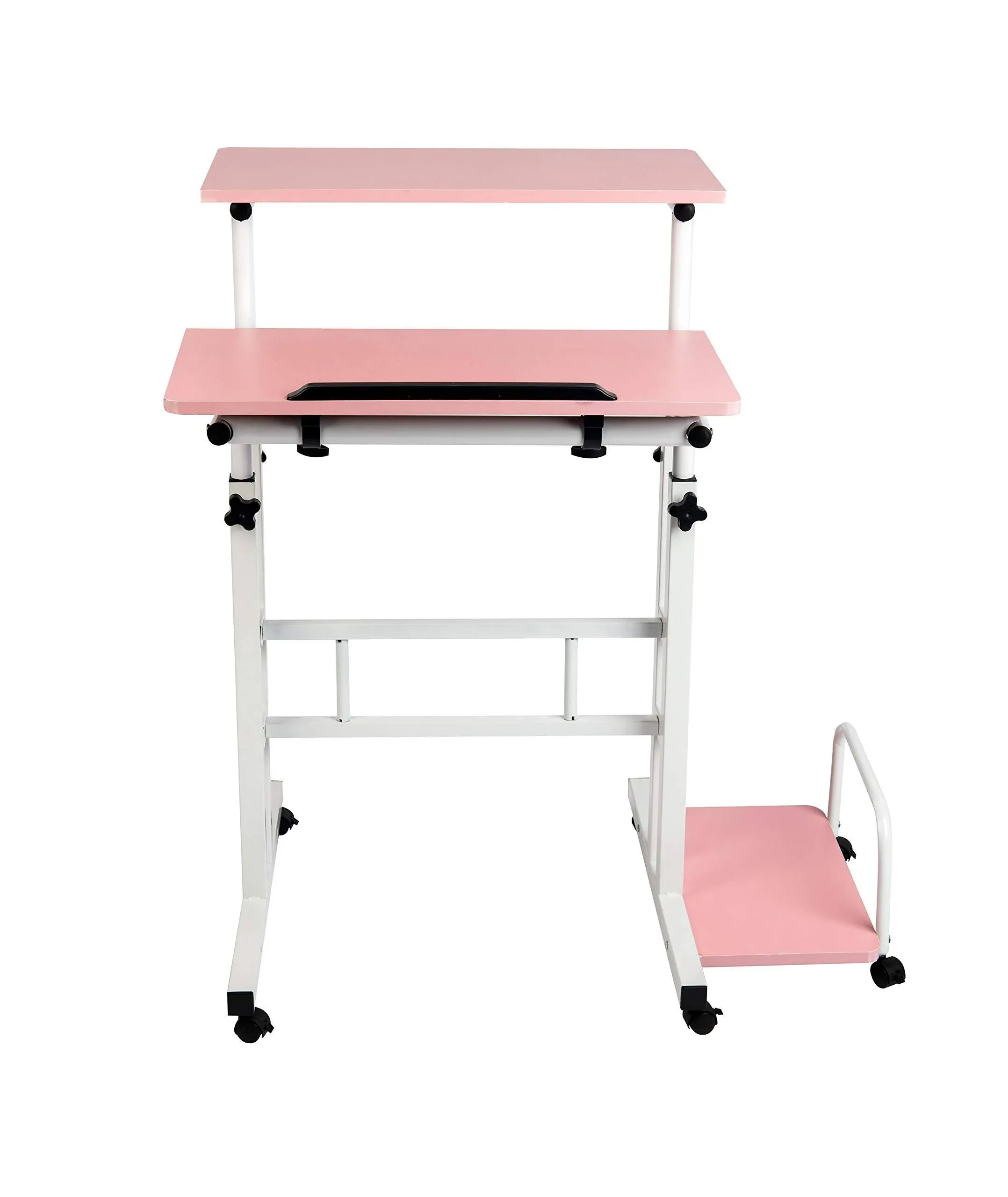 Mind Reader Mobile Sitting Standing Desk Pink