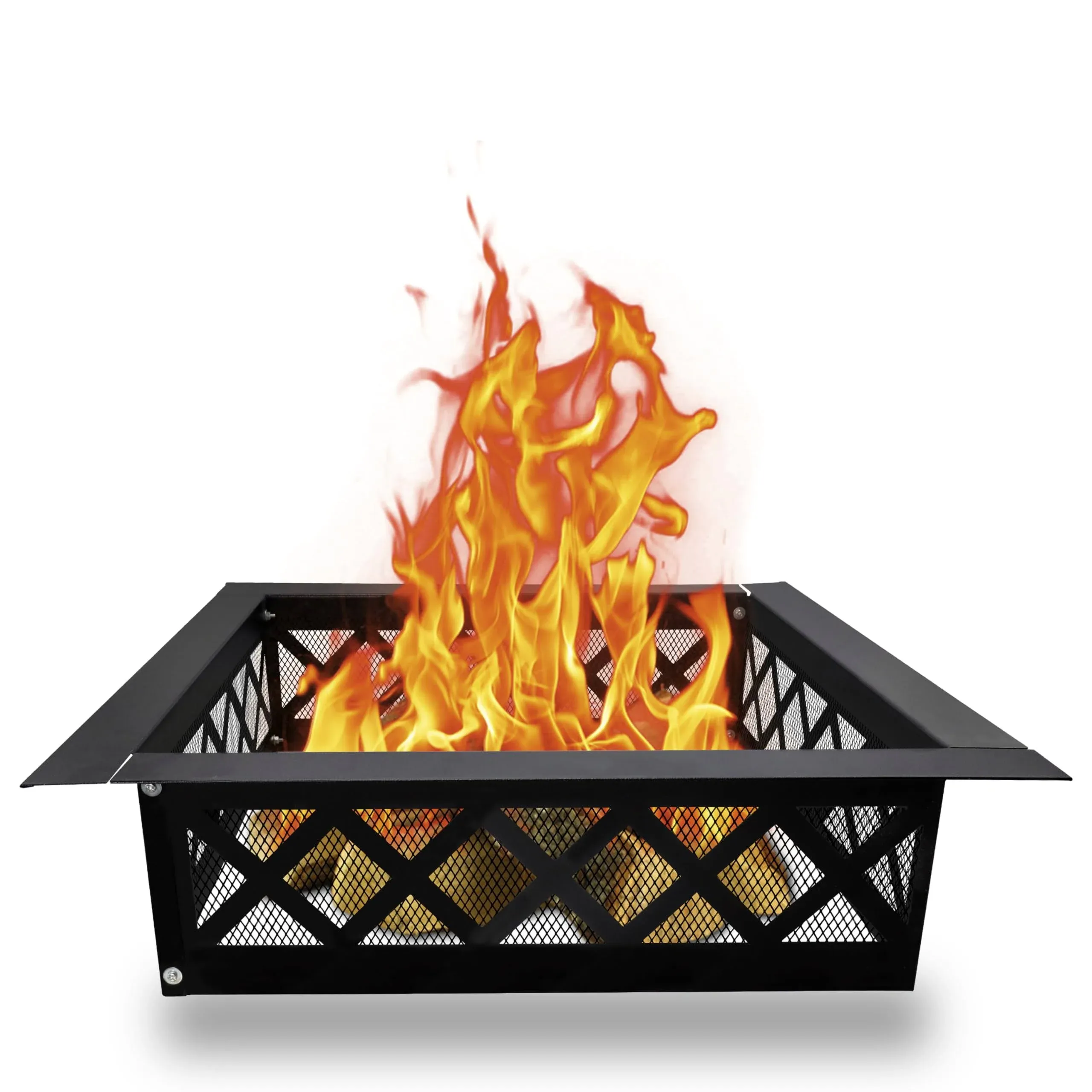 Fire Pit Ring - Insert Square 36&#034; Outside &amp;30&#034; Inside - Black Coated Steel