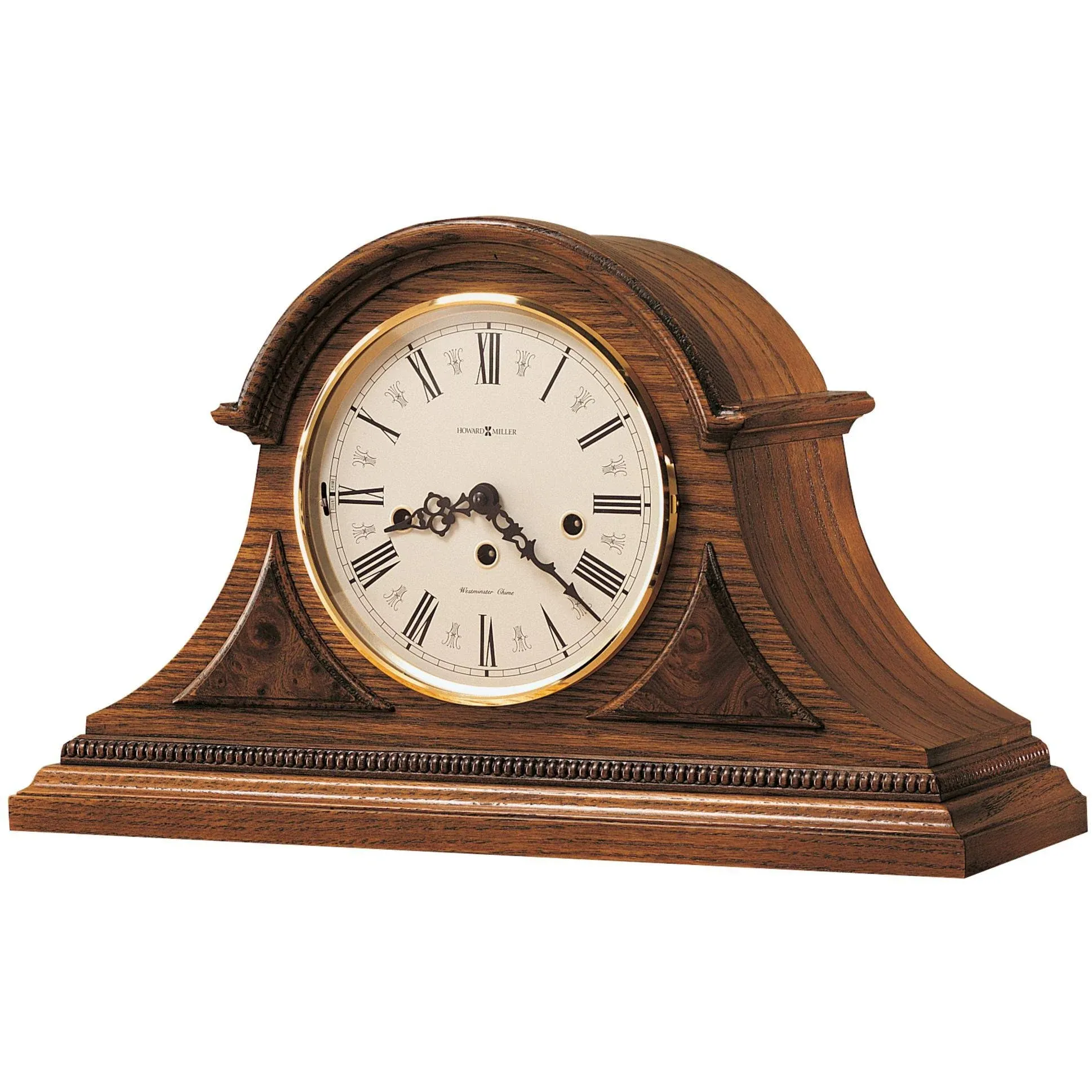 Howard Miller Worthington Mantel Clock 613-102 ? Oak Yorkshire Finish, Antique Home Dcor, Solid Brass Bezel, Glass Crystal, Key-Wound, Single Chime Movement