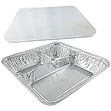 Handi-Foil Large Aluminum 3-Compartment Oblong Tv Dinner Tray Pan w/Lid 25/Pk (pack of 25)