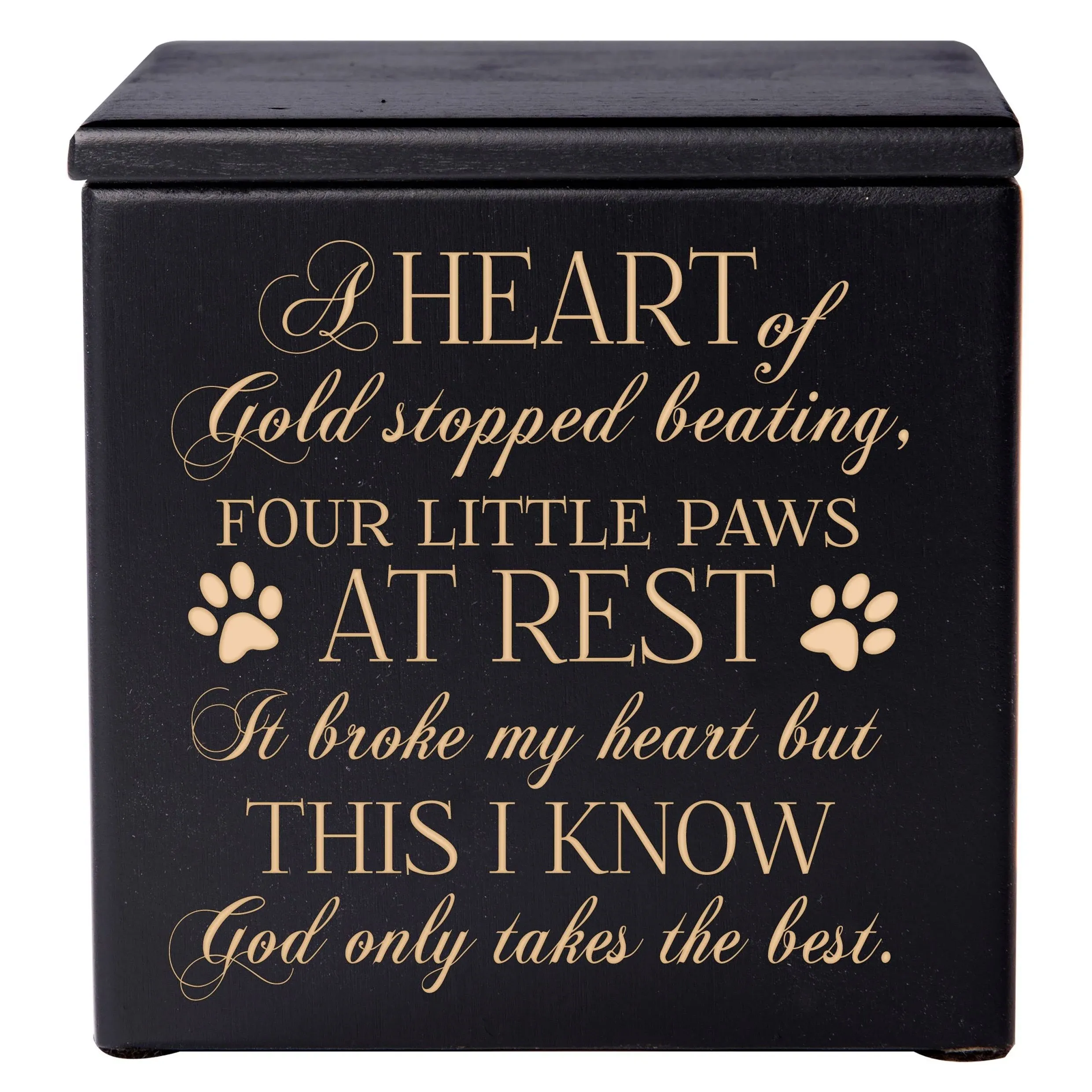 Pet Memorial Keepsake Cremation Urn Box for Dog or Cat - A Heart of Gold