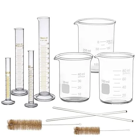 Bomex Thick Glass Graduated Measuring Cylinder Set 5ml 10ml 50ml 100ml Glass ...