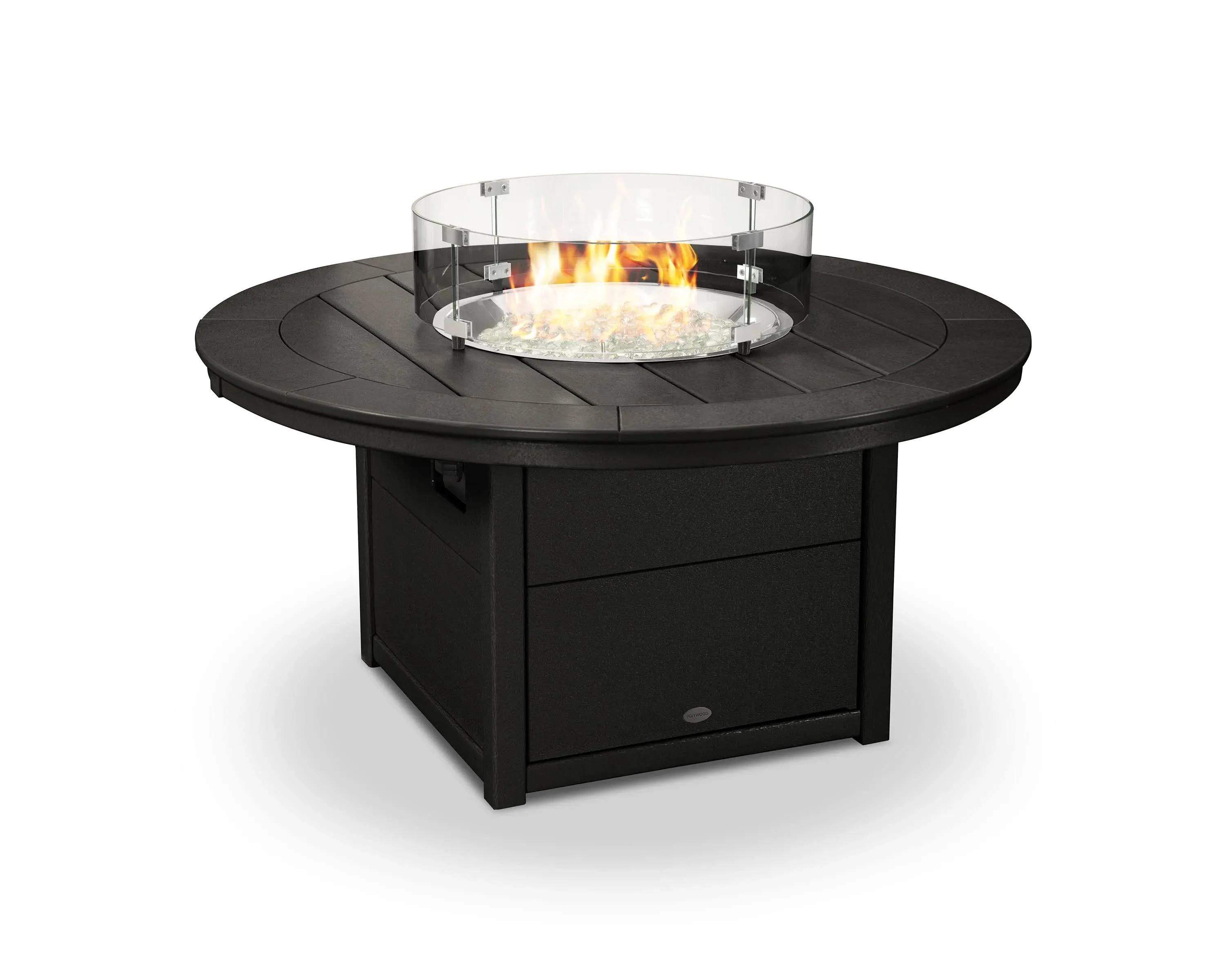 POLYWOOD Round 48 in. Fire Pit Table, Black