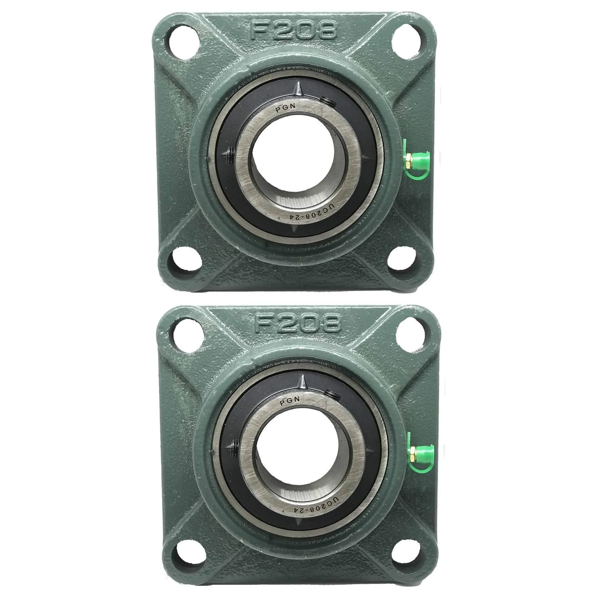 PGN UCF208-24 Pillow Block Bearing - Pack of 2 Square Flange Mounted Pillow Block Bearings - Chrome Steel Bearings with 1 1/2" Bore - Self Alignment