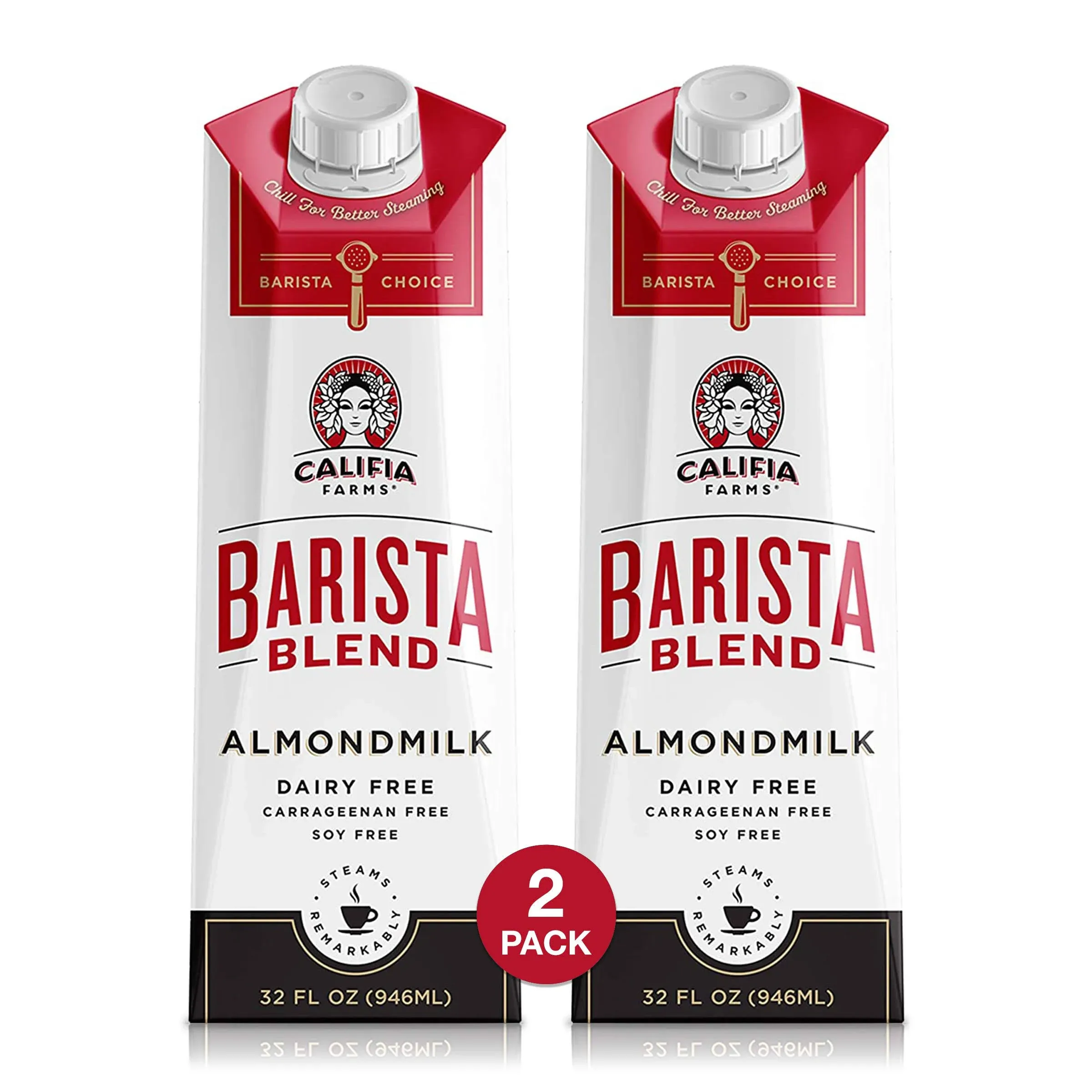 Califia Farms - Original Almond Barista Blend Almond Milk 32 Oz (Pack Of 6), Shelf Stable, Dairy Free, Plant Based, Vegan, Gluten Free, Non GMO, High Calcium, Milk Frother, Creamer