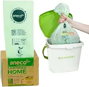 Aneco 100% Compostable Trash Bags 2.6 Gallon, Extra Thick Kitchen Small Compost Bags for Countertop Bin (100 Count)