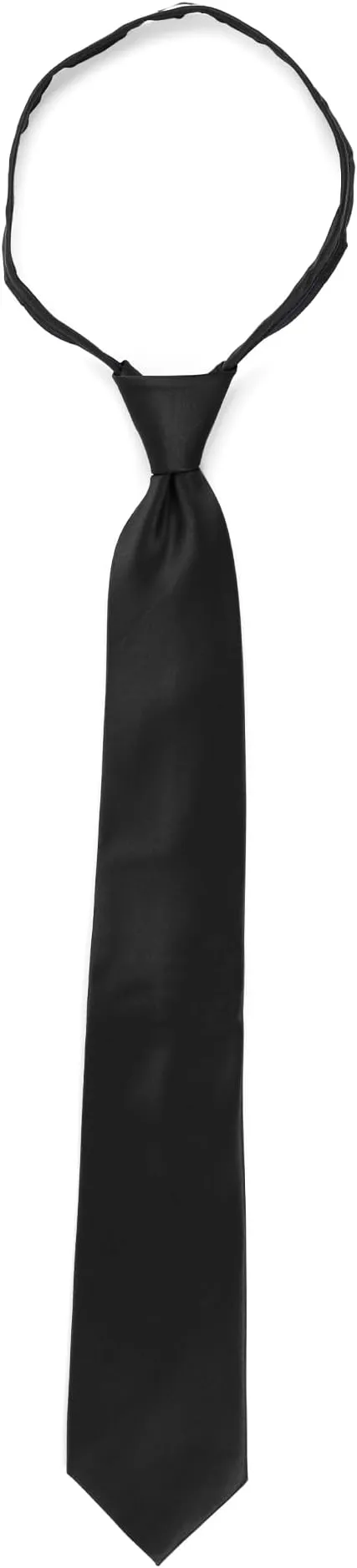  Umo Lorenzo Mens Zipper Ties Solid Color Pre Tied Polyester Neckties for Black