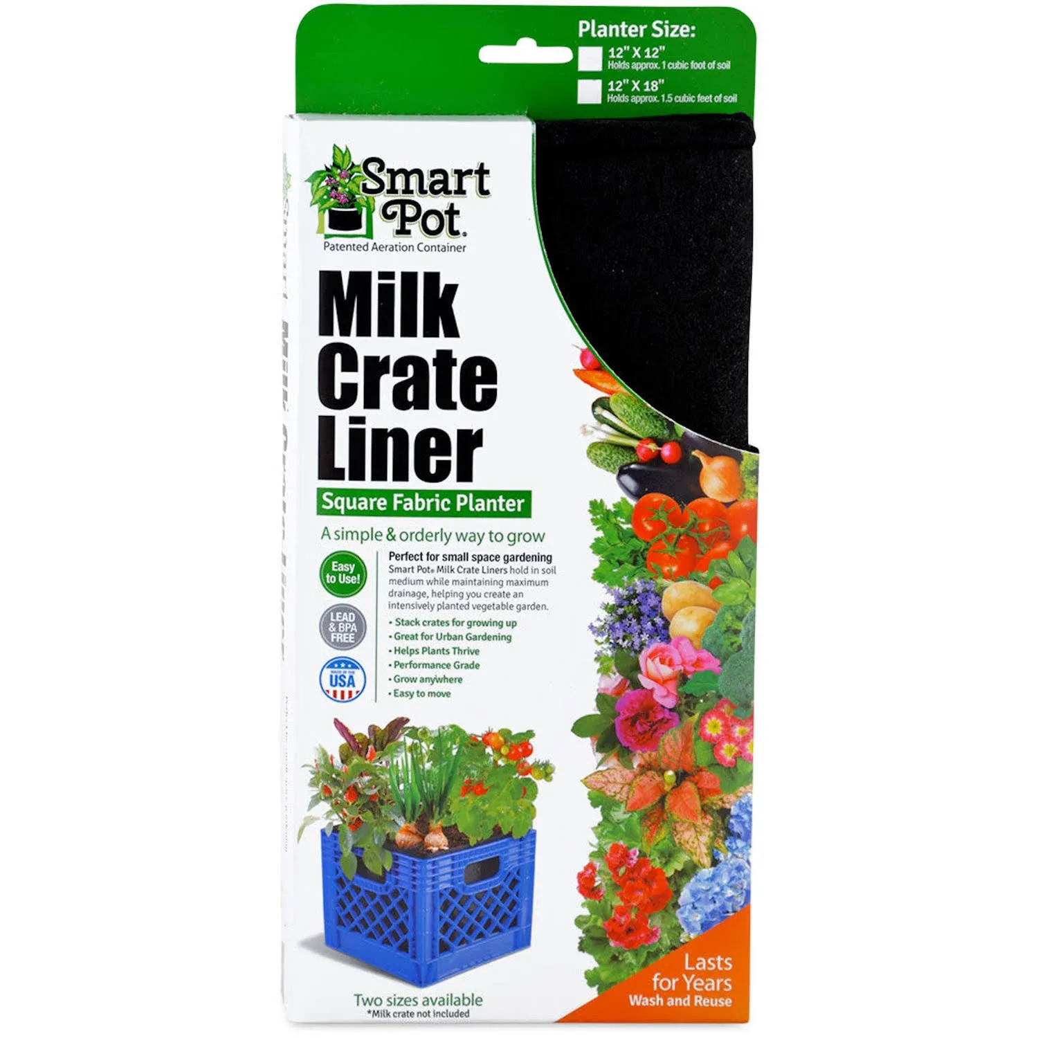 Smart Pot Milk Crate Liners, Black