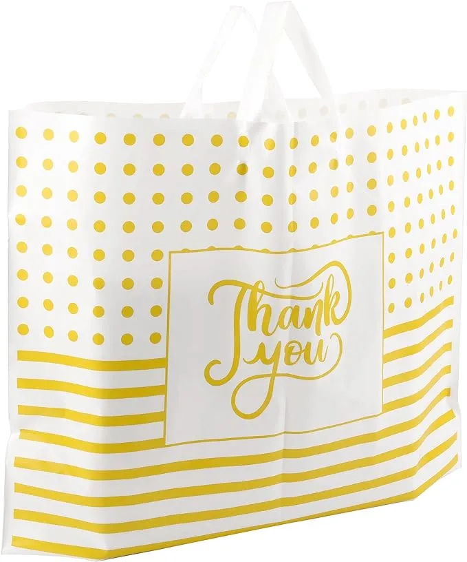 Camtoms Thank You Bags with Handles Plastic Shopping Bags for Small Business ...