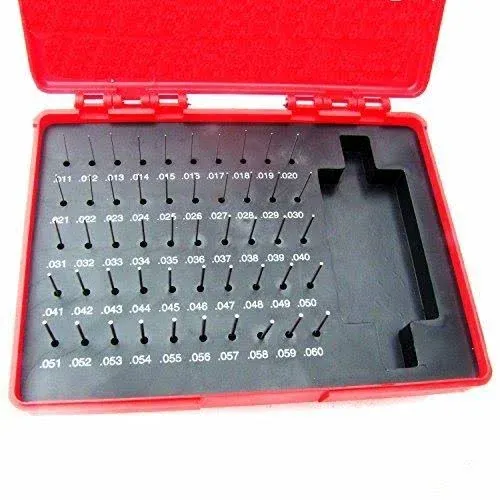 HFS(R) Steel Pin Gage Set Minus M0 with Plastic Case for Carpenters and Home Improvement 0.011-0.060" 50pcs