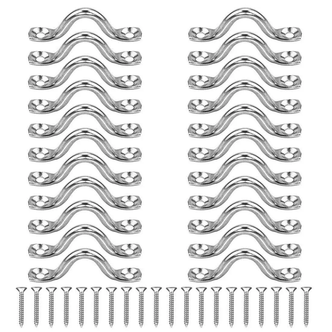 22pcs M5 316 Stainless Steel Eye Straps Ceiling Wall Mount U Hook With Screws