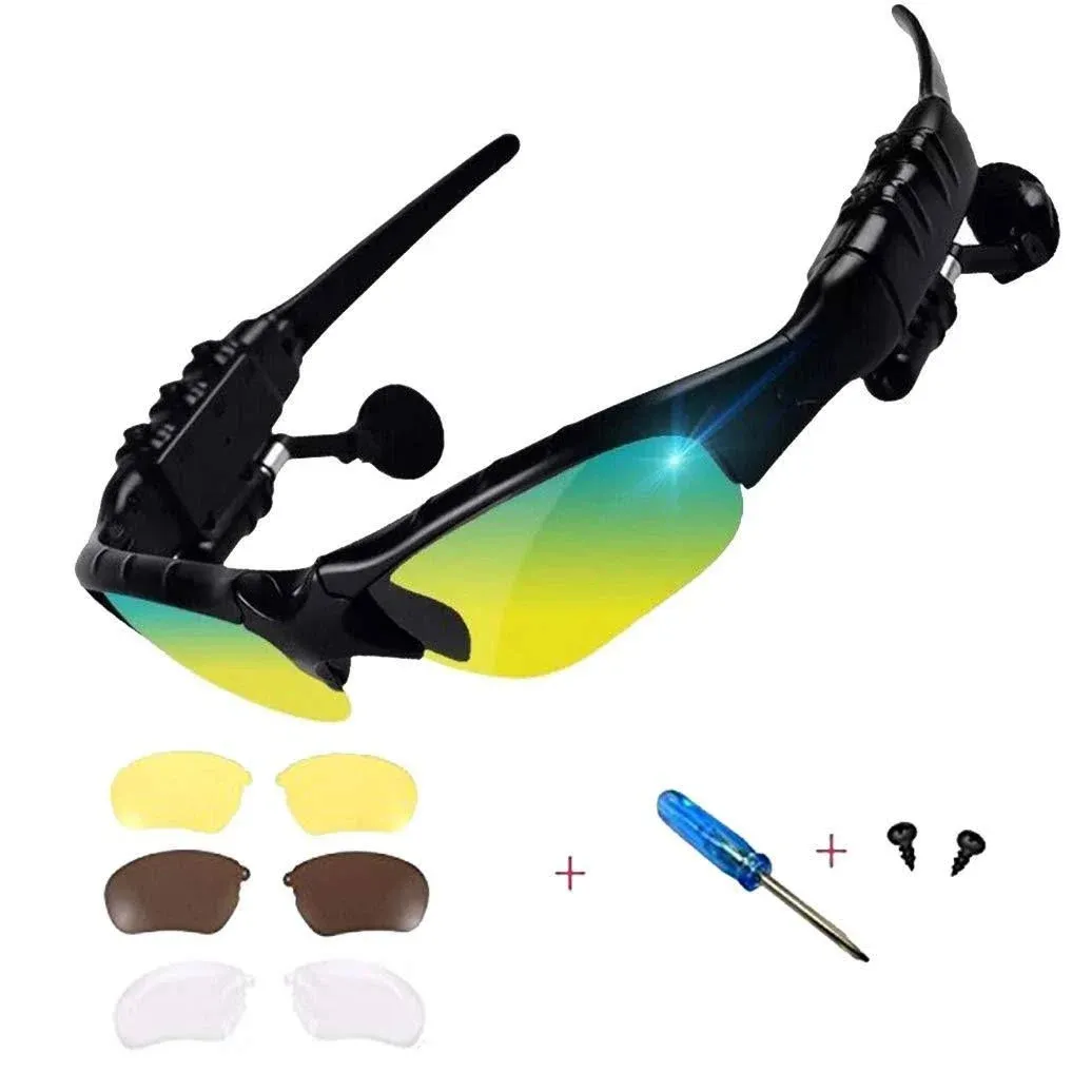 Wireless Bluetooth Sunglasses Anti-ray Stereo Music Bluetooth Headphones for Men Support Both Headset and Hands-Free (black-color)