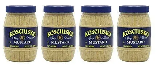 Kosciusko Zesty Spicy Brown Mustard 9 Oz (Pack of 4)