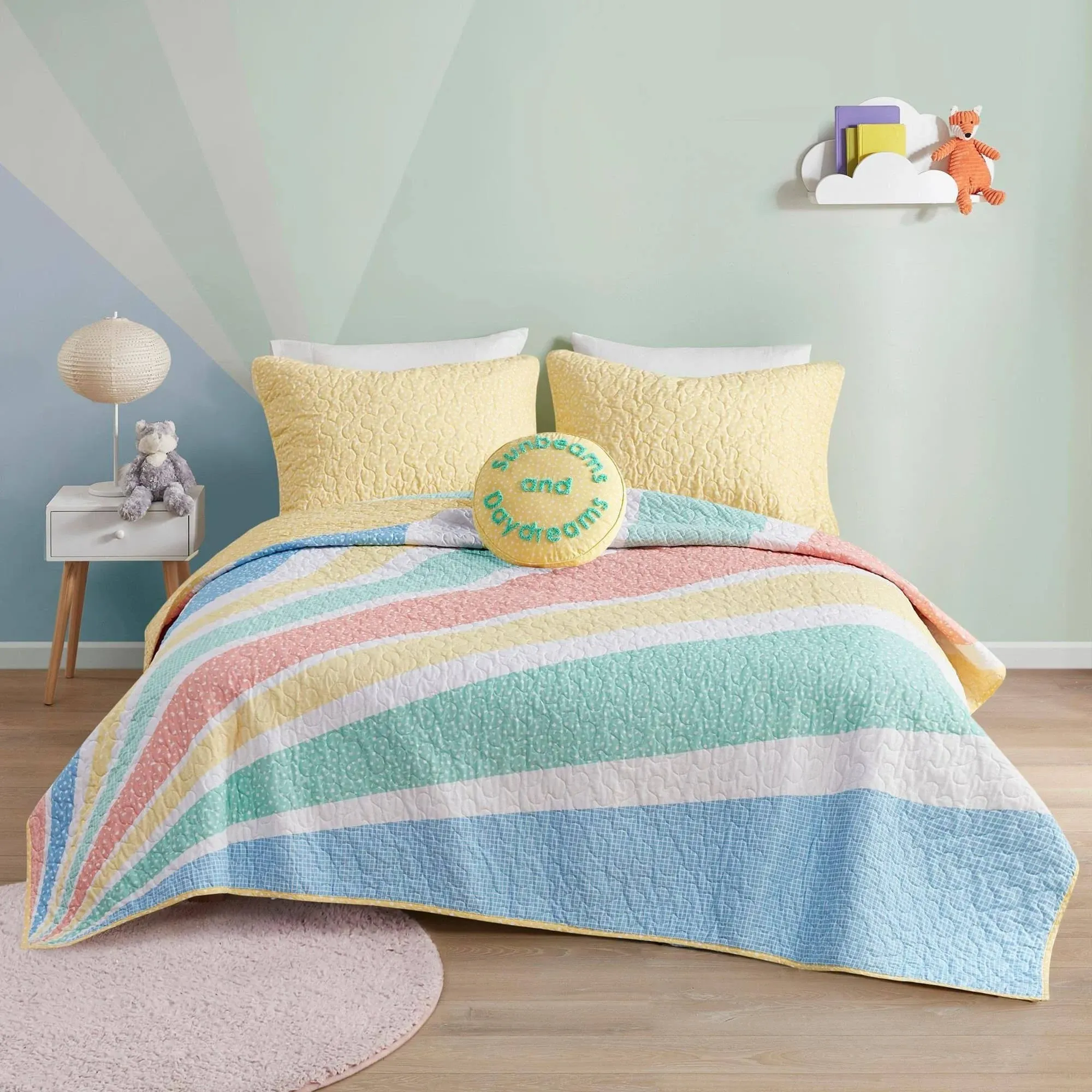 Urban Habitat Kids Rory Rainbow Sunburst Reversible Cotton Coverlet Set, Yellow ...