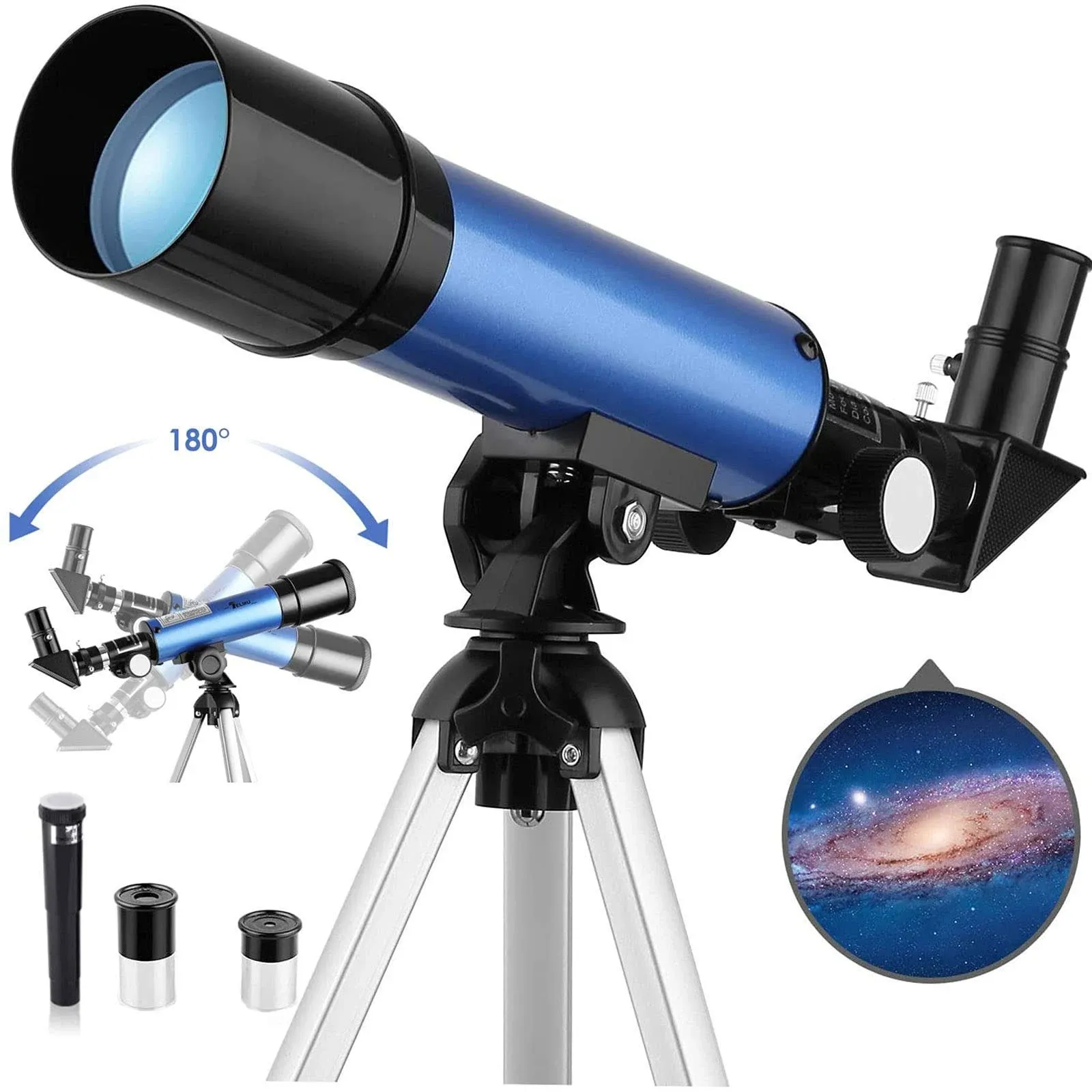 Timisea Telescope for Kids &amp; Beginners, Portable Refractor Telescope 90x Magn...