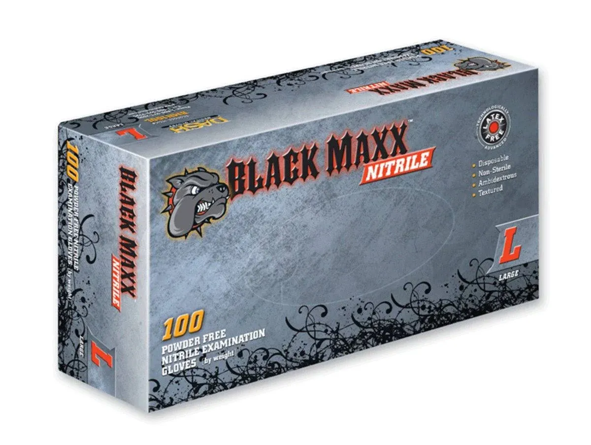 Dash Black Maxx Nitrile Exam Gloves - Black - 5.9 mil - Box of 100 (L)