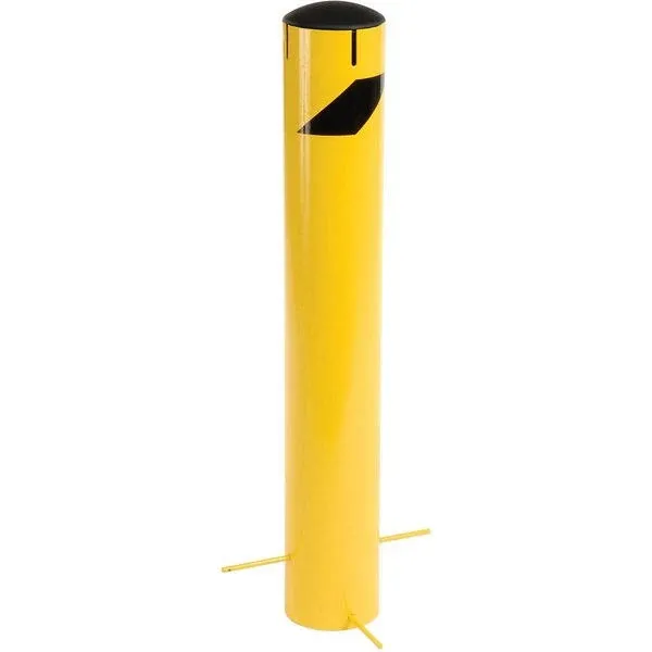 Global Industrial Steel Bollard W/Removable Plastic Cap & Chain Slots For Underground