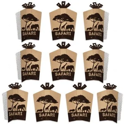 Wild Safari - Table Decorations - African Jungle Adventure Birthday Party or Baby Shower Fold and Flare Centerpieces - 10 Count