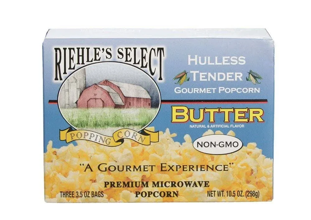 Riehle's Select Popcorn Hulless Butter Microwave Popcorn - 12 Boxes (36 Packs)