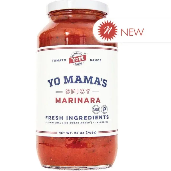 Keto Marinara Pasta and Pizza Sauce by Yo Mama's Foods - Pack of (2) - No Sugar Added, Low Carb, Low Sodium, Gluten Free, Paleo Friendly, and Made with Whole, Non-GMO Tomatoes.