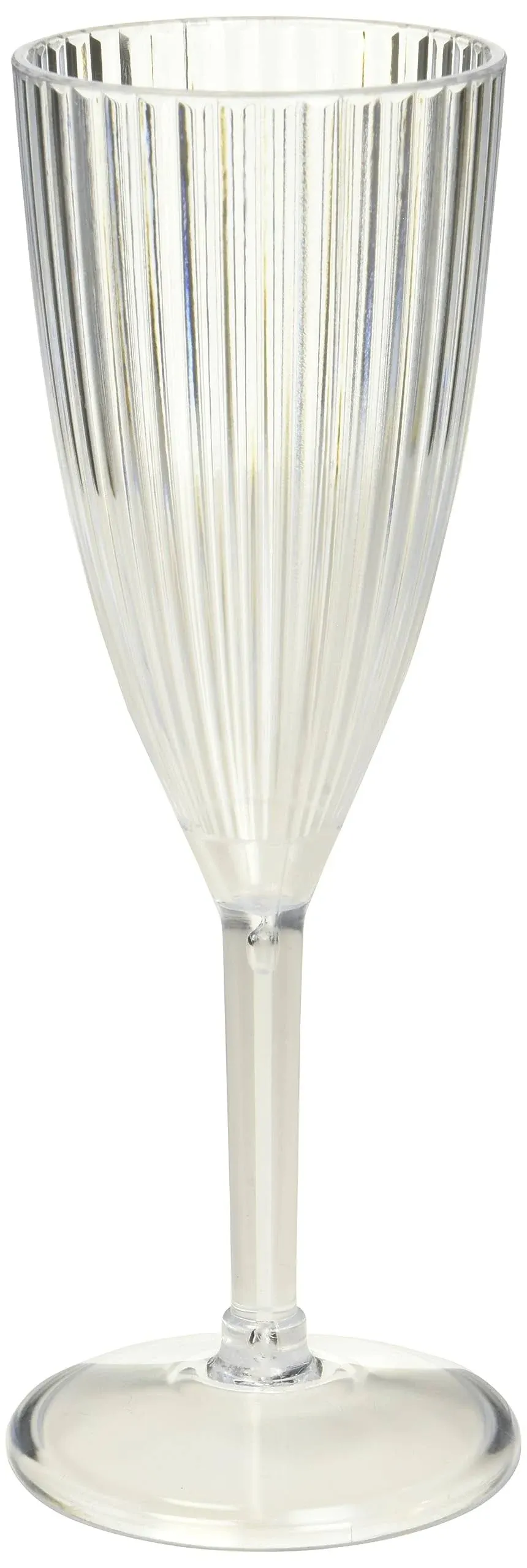 4 Champagne Flutes, 8 oz. Clear Stripe Round Disposable Plastic Champagne Flutes