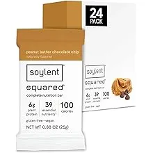 Soylent Snack Mini Protein Bars - Peanut Butter Chocolate Chip, 1g sugar, Protein Bars, Gluten Free, 6g of Vegan Energy - 24 count