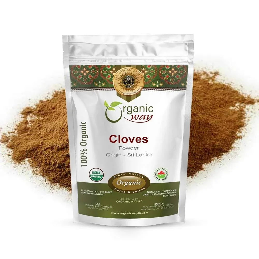 Organic Way Premium Cloves Powder (Syzygium aromaticum) - Aromatic Spice | Kosher & USDA Certified | Vegan, Non-GMO & Gluten Free | Tested for Heavy Metal and Purity 100% Raw from Sri Lanka (1LBS / 16Oz.)