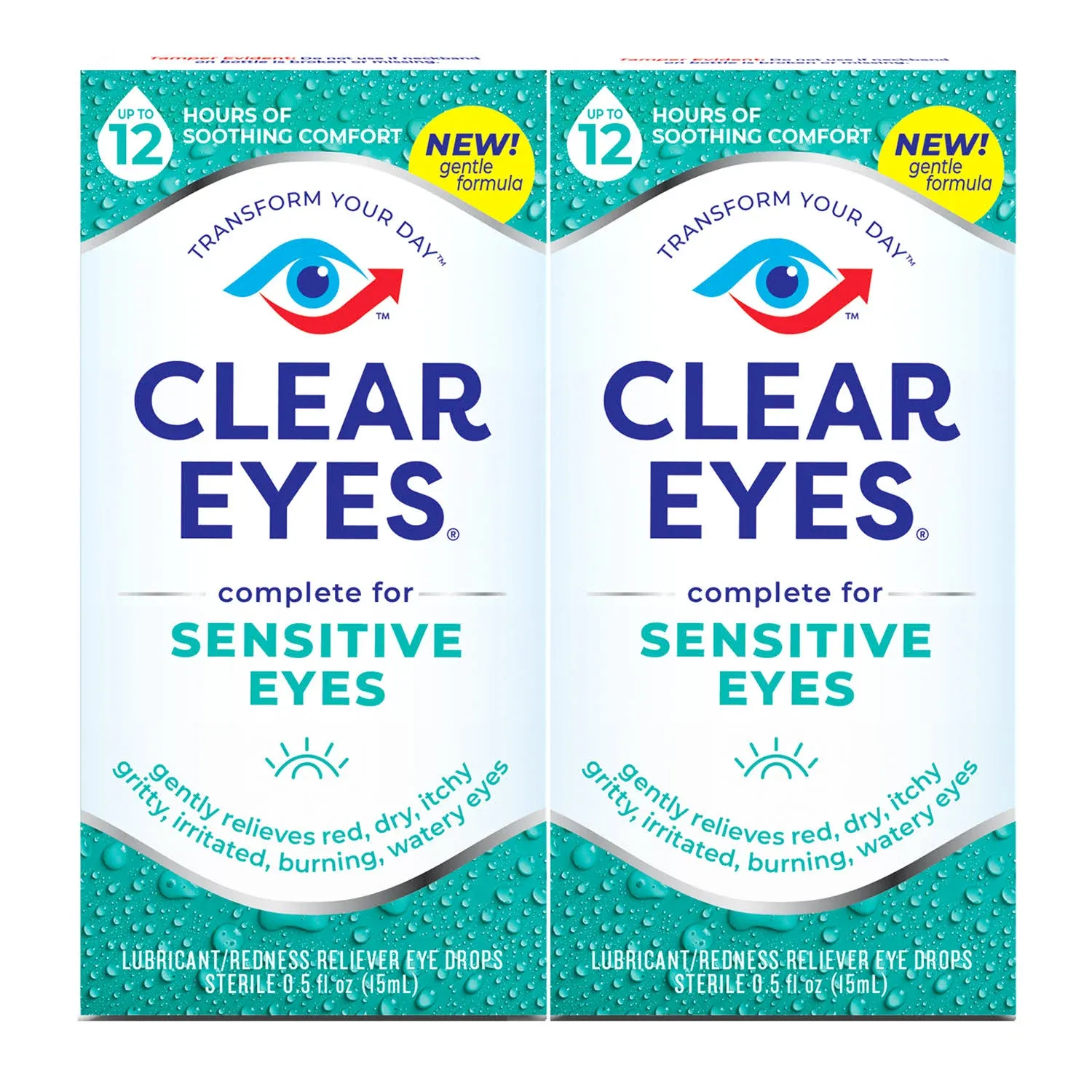 Clear Eyes, Sensitive Eyes, Eye Drops, 0.5 oz, 2 Pack