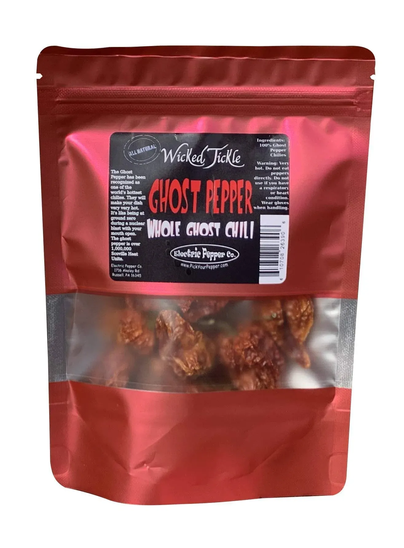 Wicked Tickle 10 Whole Ghost Pepper Dried Intact Seed Pods Plus 2 Free Super Hot