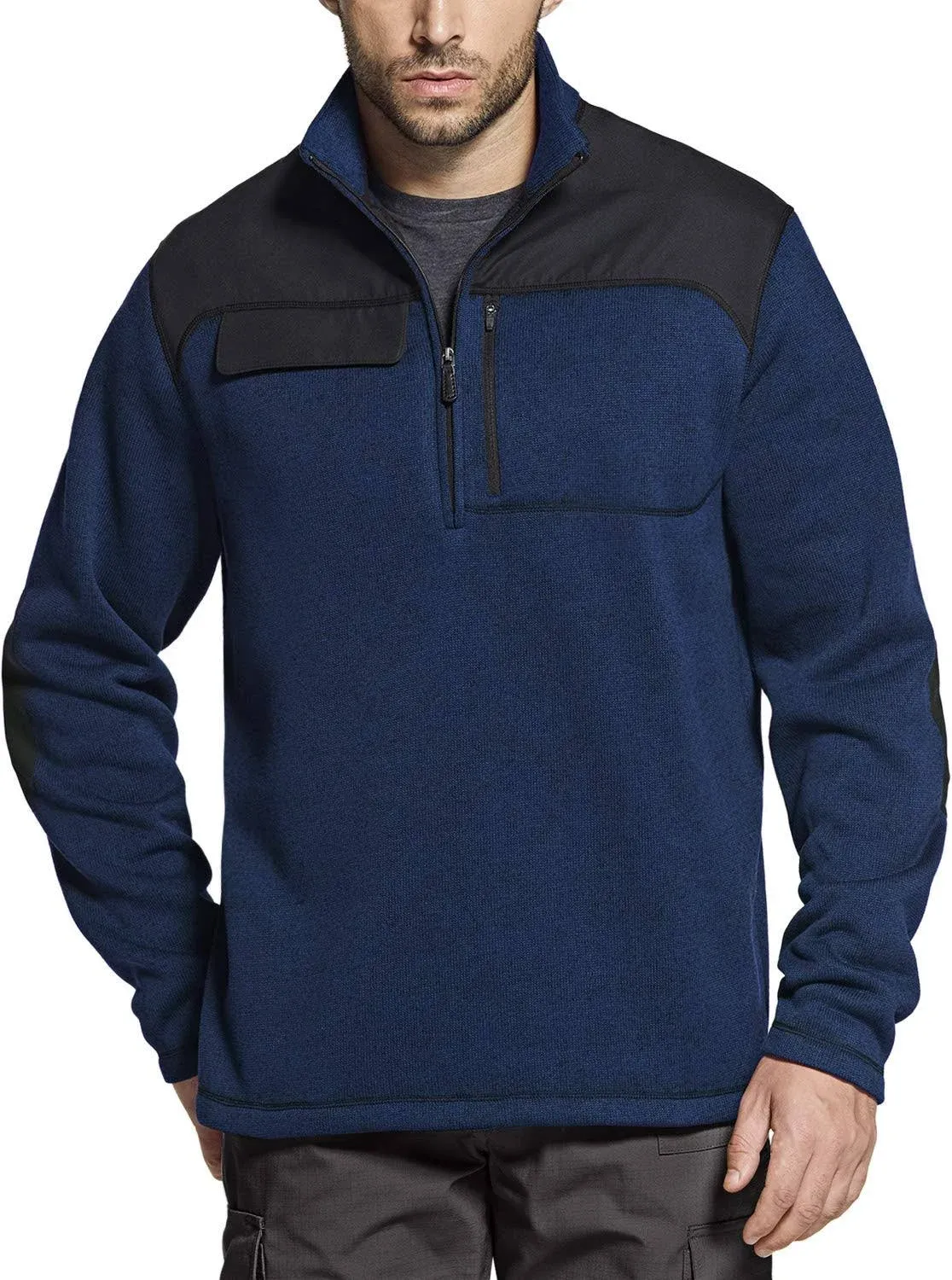 Men&#039;s Thermal Fleece Half Zip Pullover, Winter Outdoor Warm Sweater, Lightwe