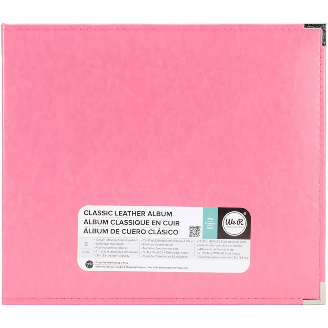 We R Makers Classic Leather D-Ring Album 12" X 12" - Strawberry - 9096259 | HSN