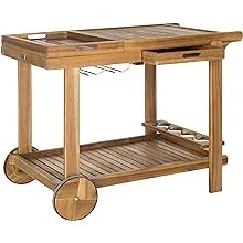 SAFAVIEH Outdoor Collection Orland Tea Trolley | Natural |